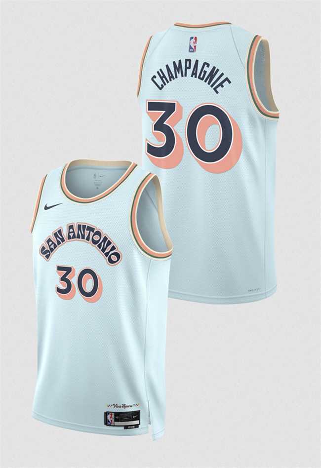 Men's San Antonio Spurs #30 Julian Champagnie Light Blue 2024-25 City Edition Stitched Jersey Dzhi,We sell and wholesale Men's San Antonio Spurs #30 Julian Champagnie Light Blue 2024-25 City Edition Stitched Jersey Dzhi on line form chian!